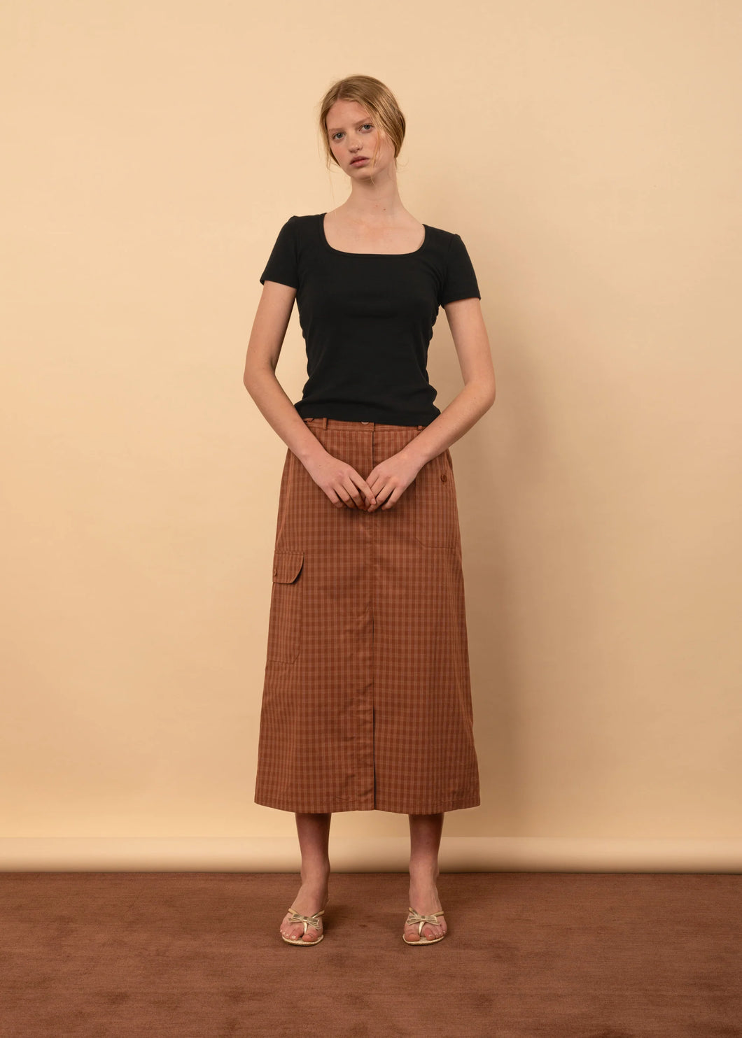 Leila Skirt-Terracotta Check