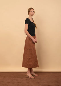 Leila Skirt-Terracotta Check