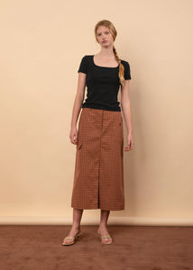 Leila Skirt-Terracotta Check