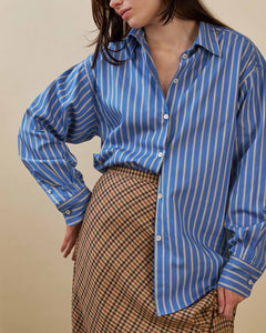 Maryse Shirt-Blue Citron Stripe