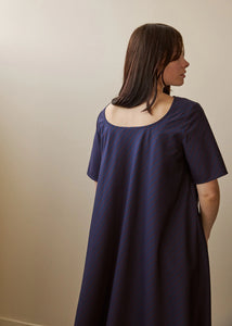 Tempo Dress- Oxford Plum Stripe