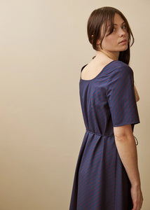 Tempo Dress- Oxford Plum Stripe