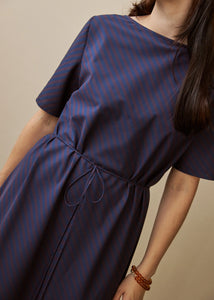 Tempo Dress- Oxford Plum Stripe