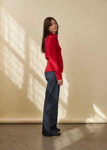 Ursula Shirt-Scarlet (100% Wool Crepe)
