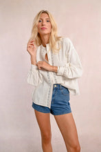 Load image into Gallery viewer, Pleated Blouse with Lace Insert-White