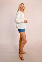 Load image into Gallery viewer, Pleated Blouse with Lace Insert-White