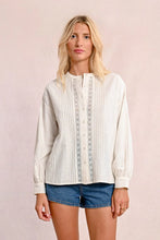 Load image into Gallery viewer, Pleated Blouse with Lace Insert-White