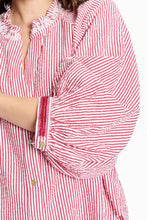 Load image into Gallery viewer, Blouse-Seersucker Red White