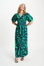 Load image into Gallery viewer, Dress-Poplin Waves Green