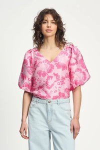 Top-Floral Jacquard Raspberry