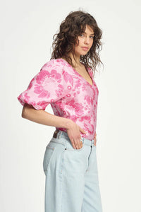 Top-Floral Jacquard Raspberry
