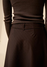 Load image into Gallery viewer, Ramona Skirt/100% Wool Suiting-Chocolate Pinstripe