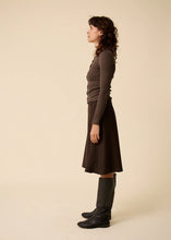 Load image into Gallery viewer, Ramona Skirt/100% Wool Suiting-Chocolate Pinstripe