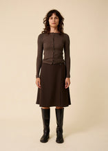 Load image into Gallery viewer, Ramona Skirt/100% Wool Suiting-Chocolate Pinstripe