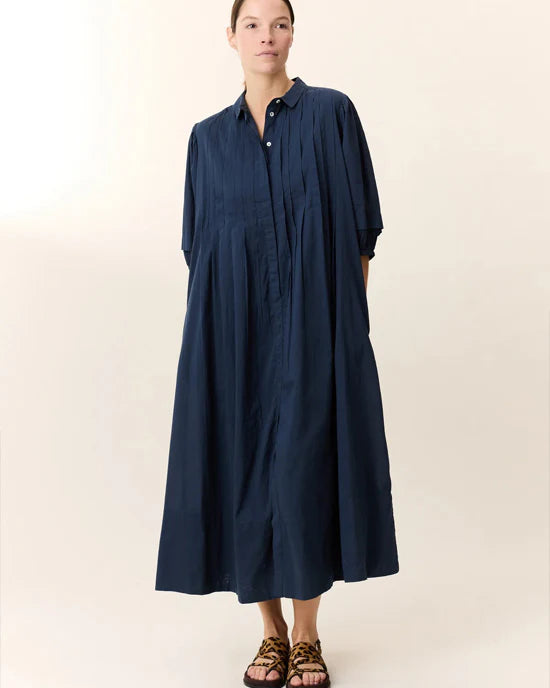 Roca Pleated Dress-Black Iris