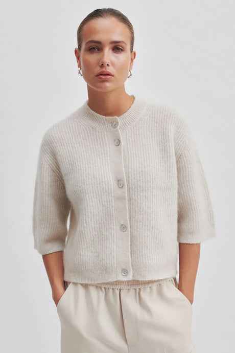 Andrea Knit Rib Cardigan-Pumice Stone