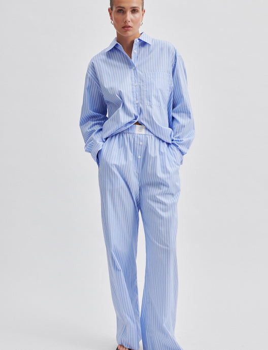 Amale Trousers-Light Blue Stripe