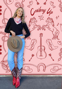 The DH x Kaylee Bell Cowboy Up Pink Petite Silk Scarf