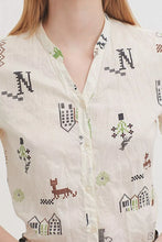 Load image into Gallery viewer, Cross Stitch Print Basic Shirt-Ecru