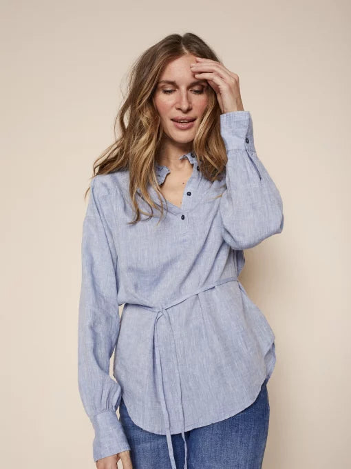 Kinsley Linen Blouse-Skyway