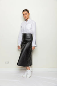 Ena Leather Skirt-Black