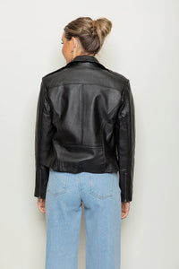 Benny Leather Biker Jacket-Black