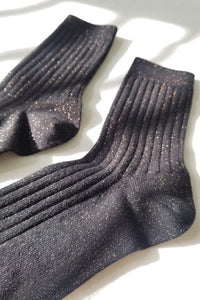 Her Socks-Lurex Copper Black