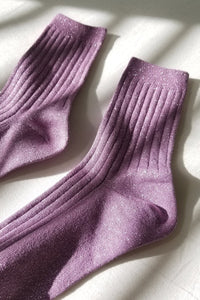 Her Socks-Lurex Lilac Glitter