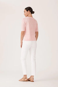 Linen Knit Tee-Pale Pink