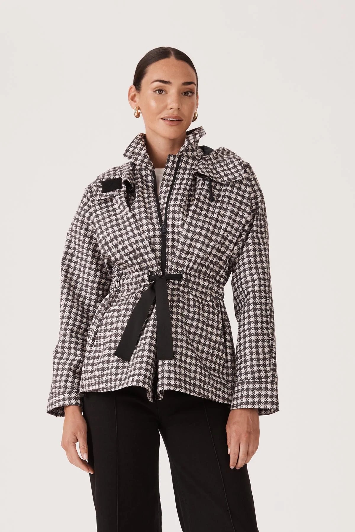 Houndstooth raincoat shop