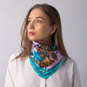 The Magic Giraffe Silk Scarf-Violet Pink