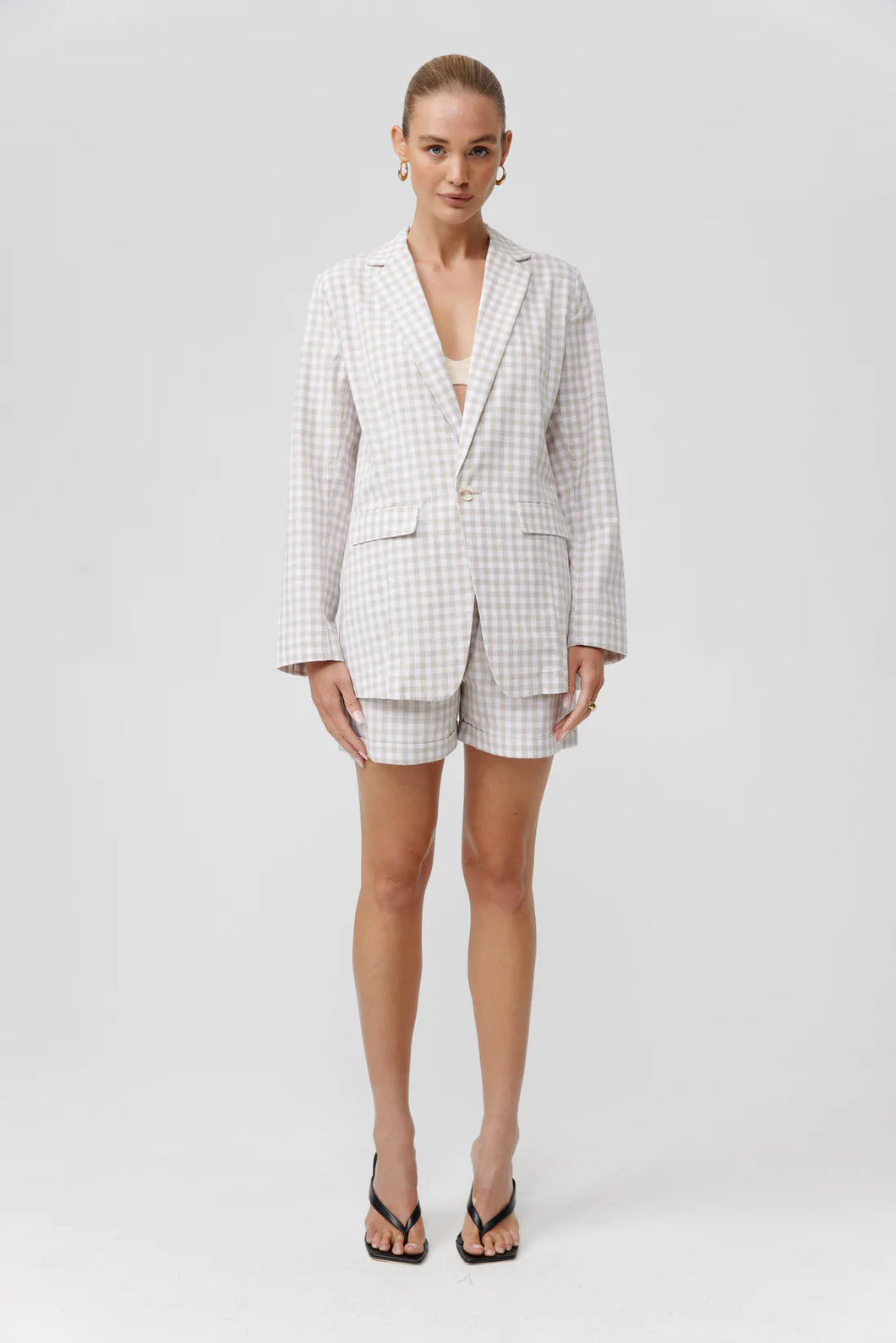 Austin Blazer-Natural Gingham