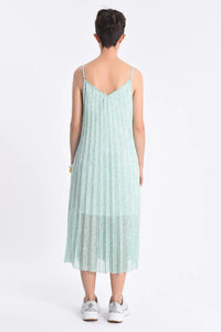 Pleated Green Dress-Light Green pop Vasa