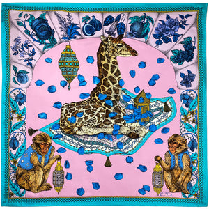 The Magic Giraffe Silk Scarf-Violet Pink