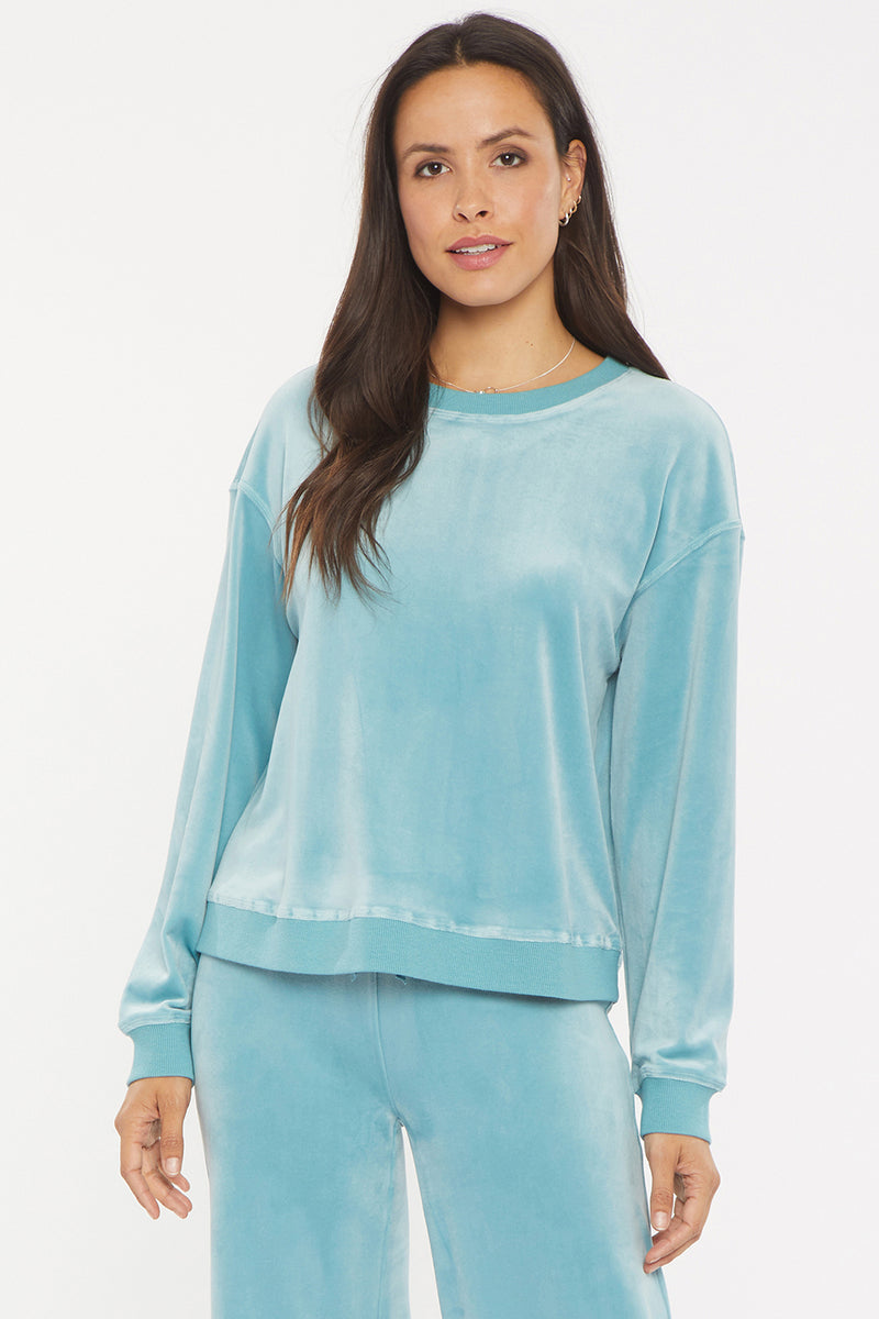 Velour Basic Sweatshirt-Dutch Blue