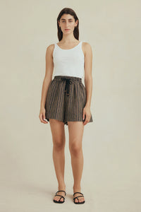 Anzu Shorts-Black/Tan Stripe