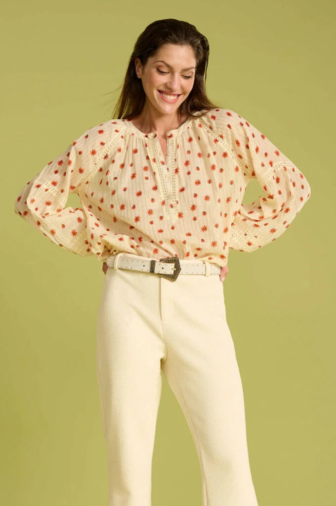 Flower Poms Top-Ivory