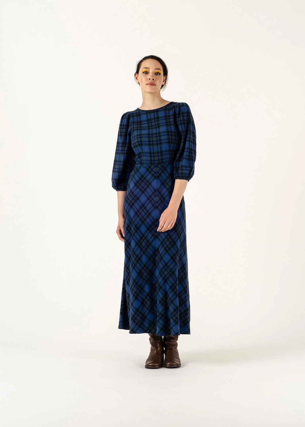Penny Sage Robin Dress Cobalt Tartan Truly Boutique Gisborne