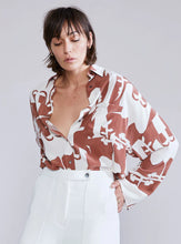 Load image into Gallery viewer, Schell Oversized Silk Shirt-Hazelnut Print