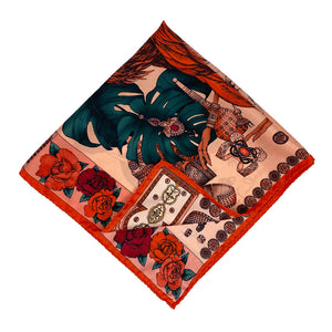 The Grand Treasure of African Crowned Crane Silk Square-Dark Pastel Red