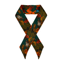 Load image into Gallery viewer, The Tropical Paradise Emerald Green Silk Ribbon Scarf