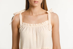 Tie Up Ziggy Dress-French Vanilla