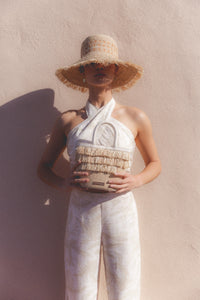 Blanca Raffia Fringe Mini Bag-Natural