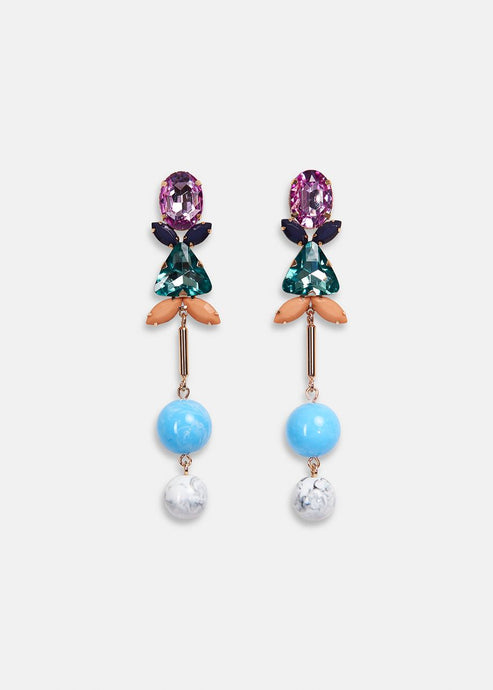 Bowo Earrings-Multicolour Rhinestone Encrusted & Beaded E/R