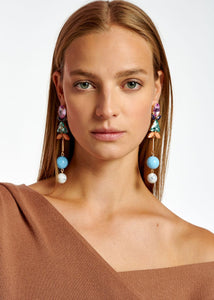 Bowo Earrings-Multicolour Rhinestone Encrusted & Beaded E/R