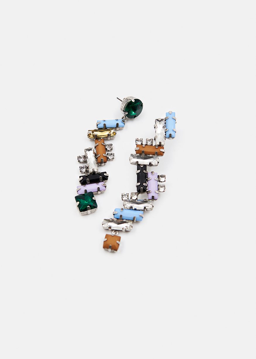 Cortuni Earrings-Long Multicolour Rhinestone Earrings