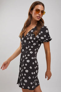 Folk Floral Susie Dress-Black