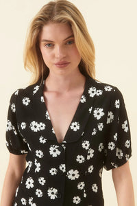 Folk Floral Susie Dress-Black